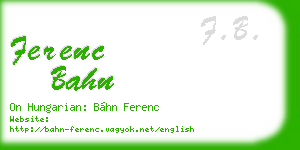 ferenc bahn business card